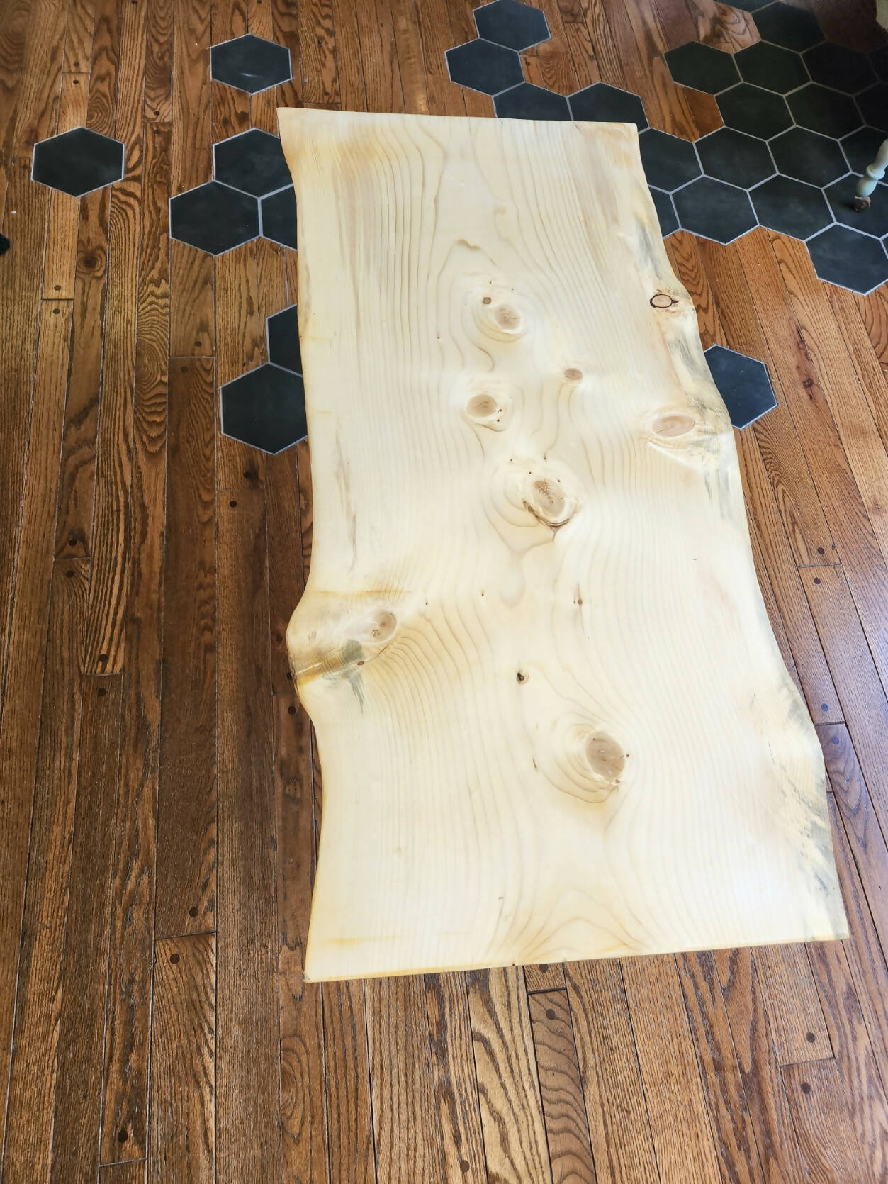 Live edge coffee table with hairpin legs