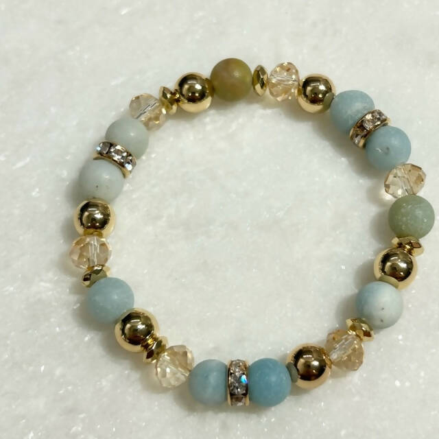 Amazonite & Gold Hematite St Bracelet B178-GF