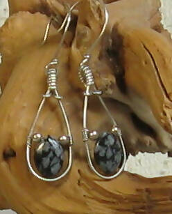 Snowflake Obsidian Argentium(R) Sterling Silver Earrings