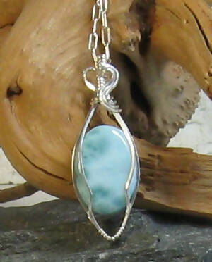 Larimar Argentium(R) Sterling Silver Necklace