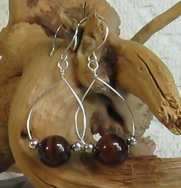 Red Tiger Eye Argentium(R) Sterling Silver Earrings