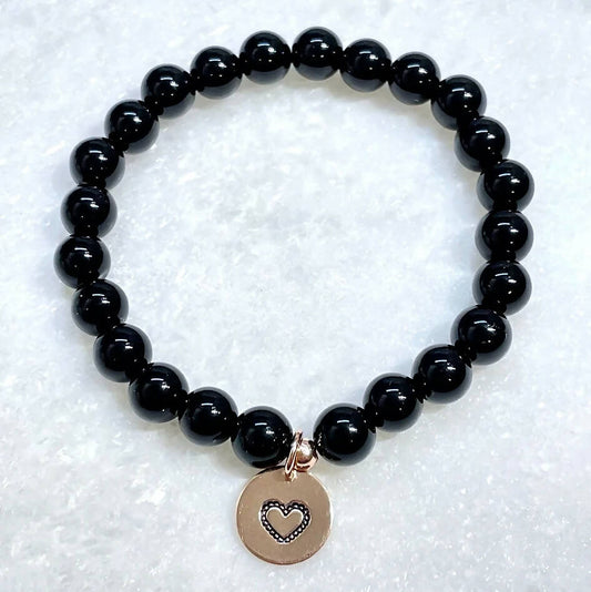 Black Onyx & HS Heart Dangle B156-RG