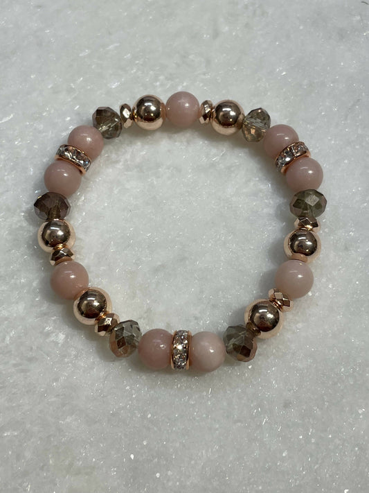 Pink Opal & RG Hematite Stretch Bracelet B151-RG