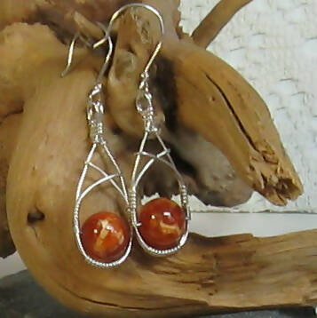 Crab Fire Agate Argentium(R) Sterling Silver Earrings