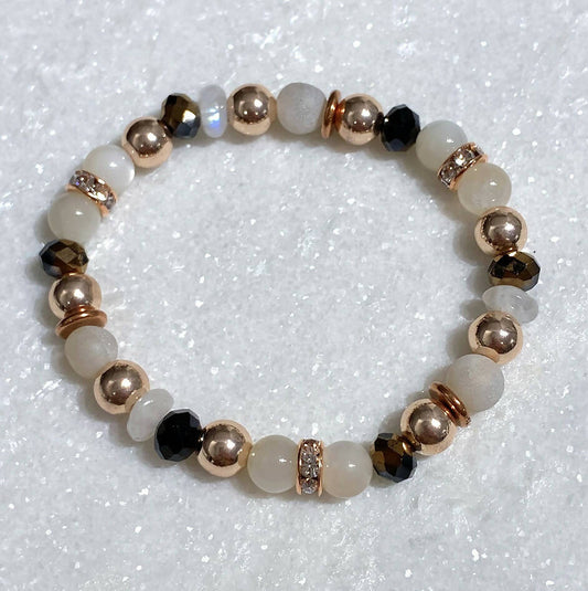 Moonstone & RG Hematite Bracelet B101-RG