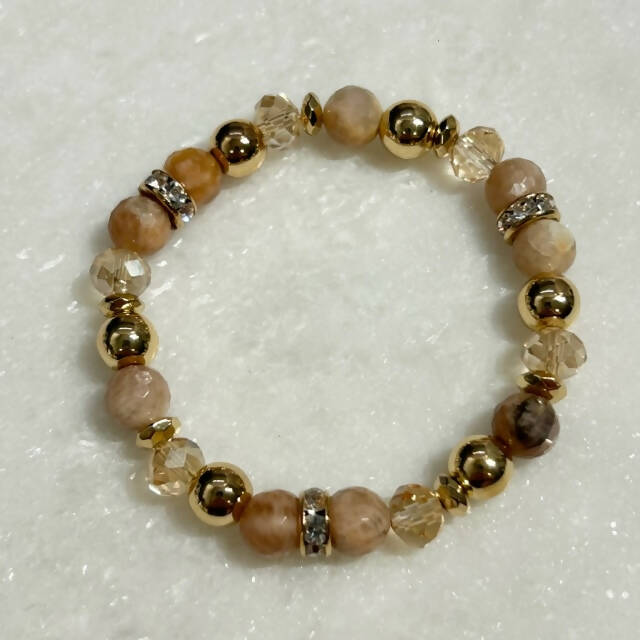 Sunstone & Gold Hematite St Bracelet B211-GF