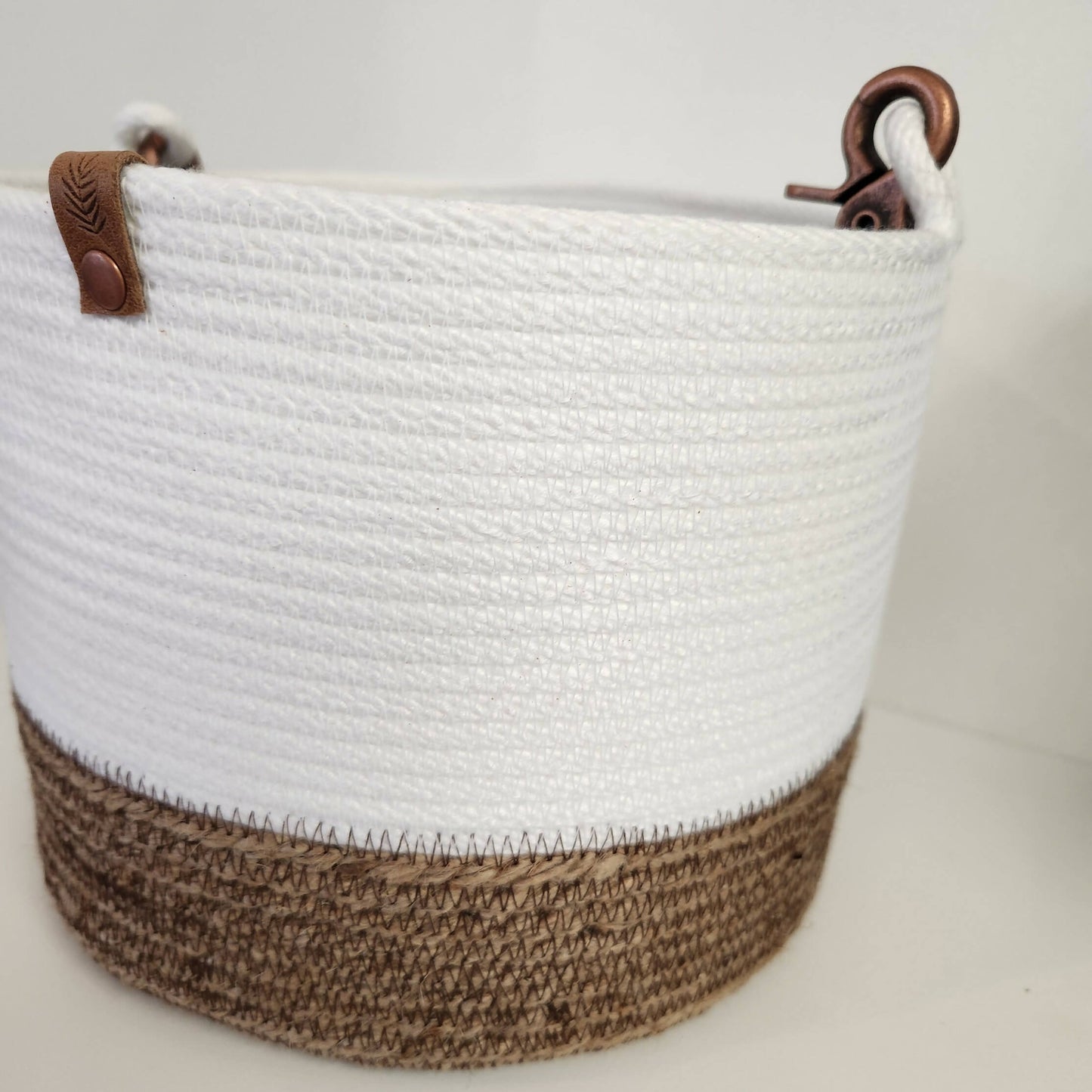 Large Basket with Leather Handle