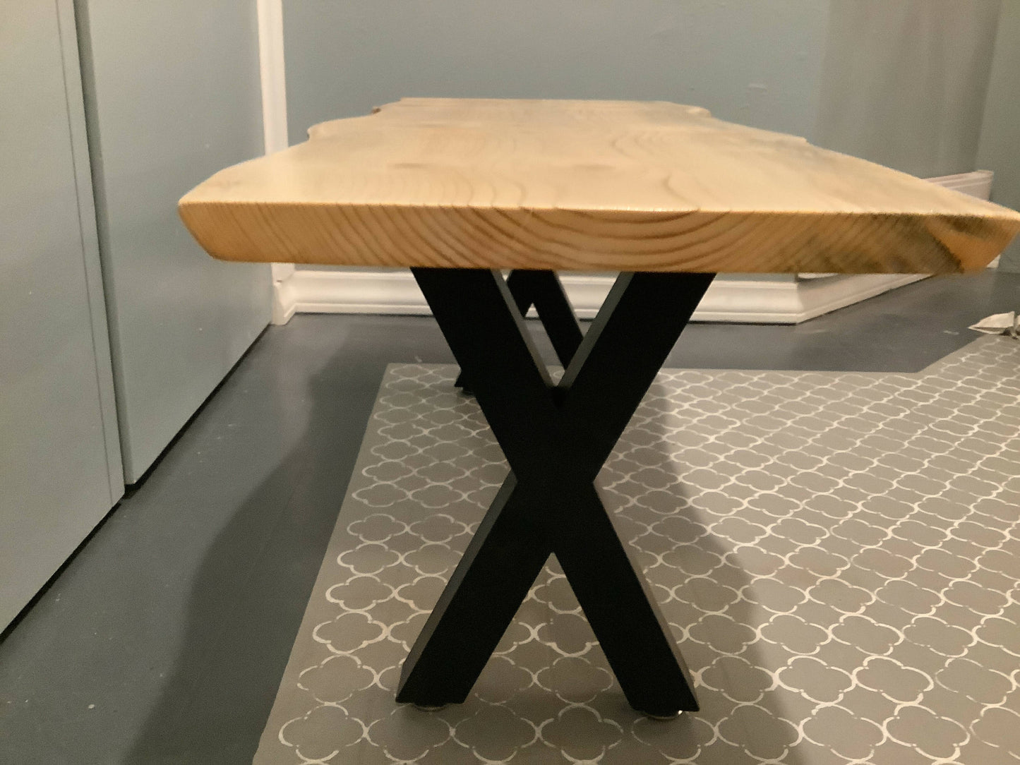 Live Edge Coffee Table with Metal X Legs