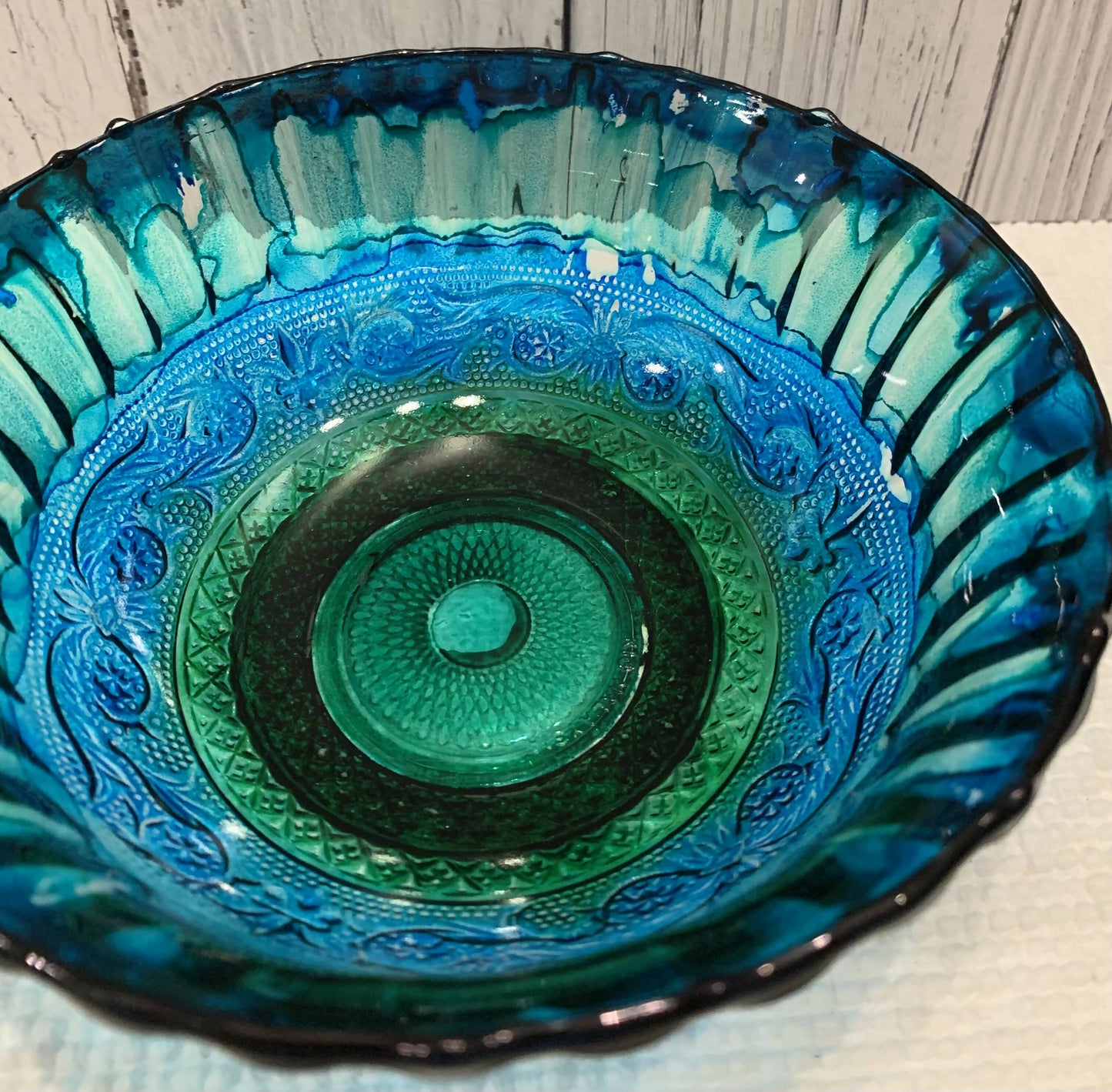 DECORATIVE BOWL, BLUE, GREEN