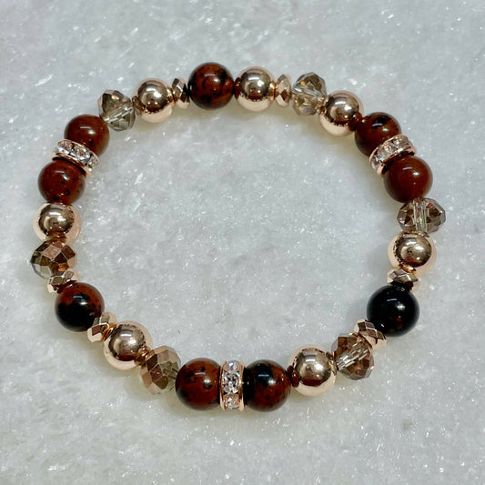 Mahogany Jasper & Hematite Stretch Bracelet B206-GF