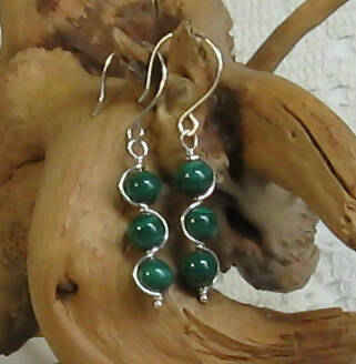 Malachite Argentium(R) Sterlinjg Silver Earrings