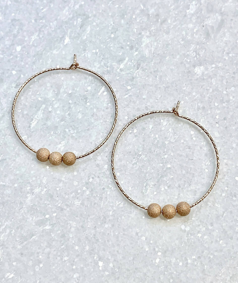 RG Sparkle Hoops/Stardust Beads Earrings E081-RG