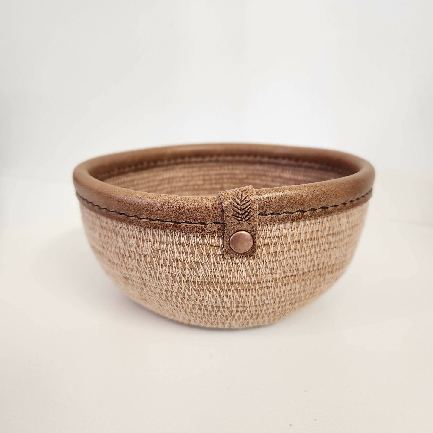 Small Leather Trim Rope Bowls